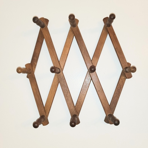 Wall Decor Vintage 1 Peg Wooden Accordion Wall Rack Poshmark